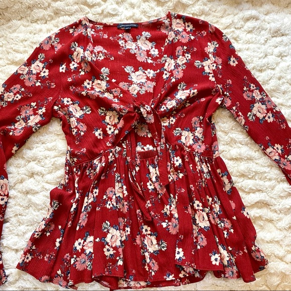 PRICE DROP! Worn Once: American Eagle Outfitters Floral Blouse - Picture 1 of 5